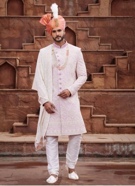 Lilac Elegant Design Sherwani Set For Groom