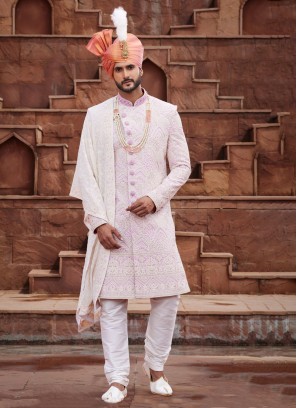 Lilac Elegant Design Sherwani Set For Groom