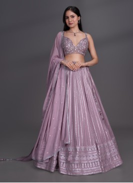 Lilac Georgette Designer Wedding Lehenga Choli