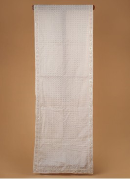 Lucknowi Embroidered Dupatta In White Color