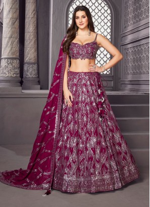 Magenta Color Designer Chiffon Lehenga Choli