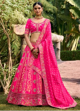 Deep Pink Silk Embroidered Trendy Lehenga Choli