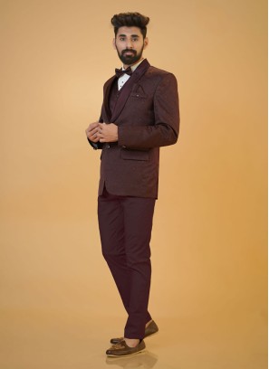 Maroon Imported Fabric Suit For Men