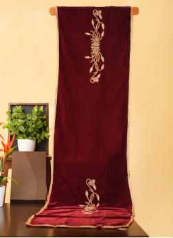 Maroon Velvet Fabric Dupatta With Embroidered Moti