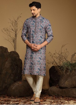 Mauve Color Silk Kurta Pajama For Men