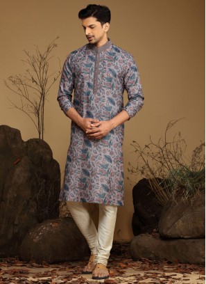 Mauve Color Silk Kurta Pajama For Men
