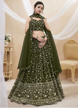 Mehendi Green Unstiched  Lehenga Choli