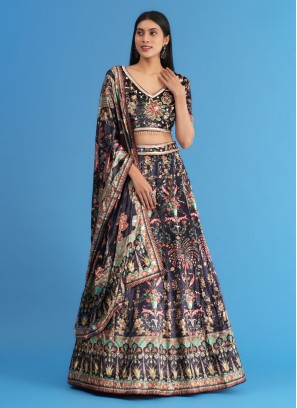 Turquoise Sequins Engagement A Line Lehenga Choli