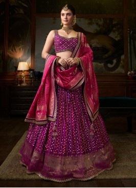 Mesmerizing Designer Silk Purple Lehenga Choli