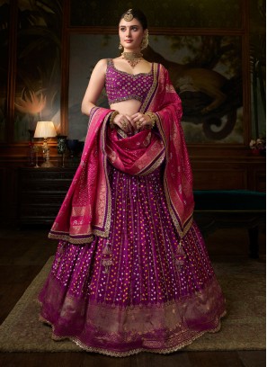 Gorgeous Pink and Maroon Silk Bridal Lehenga Choli