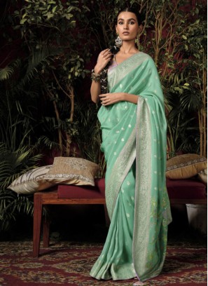 Mesmerizing Light Sea Green Weaving Saree