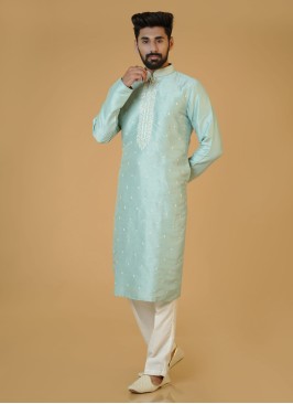 Mint Blue Color Kurta Pajama For Festive