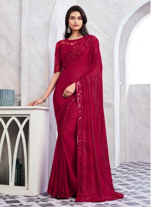 Mulberry Color Shimmer Silk Classic Saree