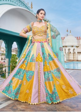 Multi Color Designer Silk Lehenga Choli With Dupat