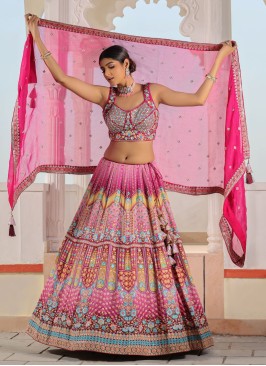 Shaded Pink Georgette Wedding Wear Lehenga Choli