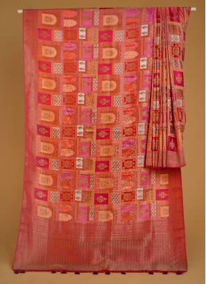 Multi Color Modal Silk Saree With Woven Motifs