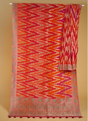 Multi Color Pashmina Silk Saree With Weaving Work