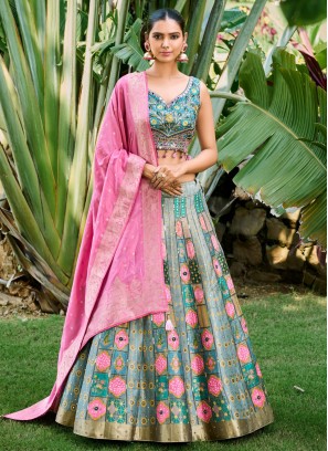 Designer Multi Colored Embroidered Lehenga Choli