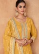 Yellow Embroidered Palazzo Set With Dupatta
