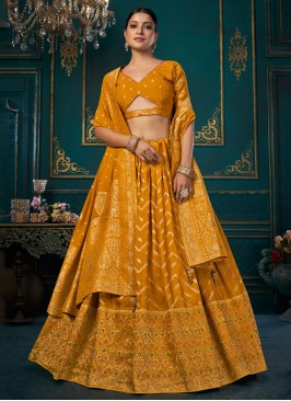 Dola Silk Mustard Yellow Wedding Wear Lehenga Choli