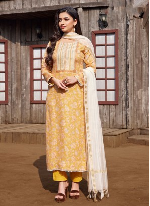 Mustard Yellow Color Pant Style Salwar Kameez