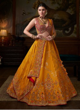 Nice Swarovski Yellow Lehenga Choli