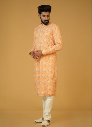 Mustard Yellow Festive Wear Silk Kurta Pajama