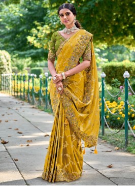 Mustard Yellow Wedding Wear Silk Classic Saree