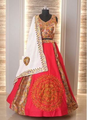 Navratri Special Red Color Cotton Lehenga Choli