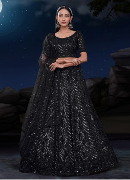 Exclusive Black Sequins Embroidered Soft Net Lehenga Choli