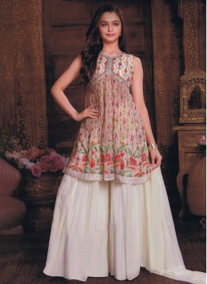 Off White Palazzo Suit With Dupatta