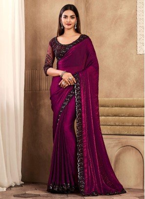 Magenta Color Saree In Silk
