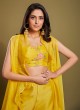 Yellow Palazzo And Crop Top Set With Shrug