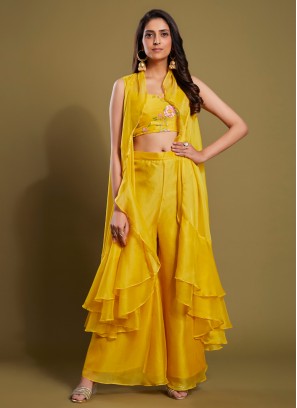 Yellow Palazzo With Peplum Top  Party wear indian dresses, Indian