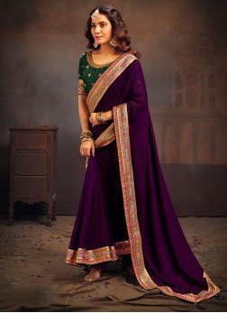 Purple Contemporary Artificial Silk Saree
