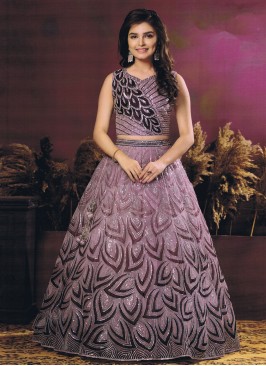 Party Wear Sequins Embroidered Onion Pink Lehenga 
