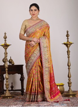 Multi Colored Patola Woven Pure Silk Saree