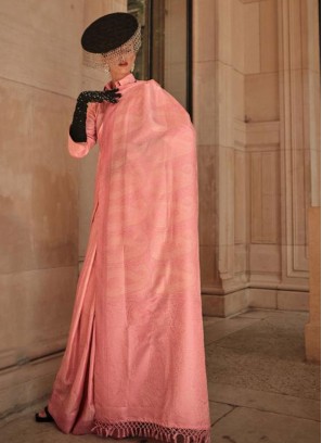 Peach Color Handloom Silk Wedding Saree