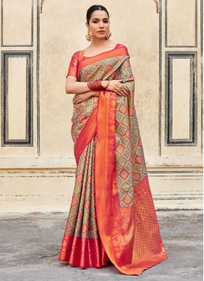 Multi Color Silk Designer Weaving Saree
