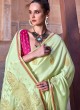 Traditional Pista Green Satin Silk Woven Saree