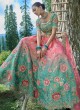Pink and Sea Green Silk Embroidered Designer Lehenga Choli