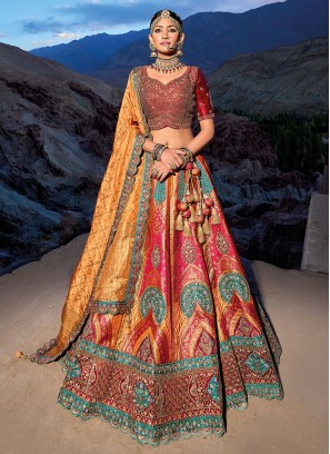 Banarasi Silk Multi Color Lehenga Choli With Dupatta