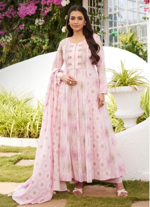 Pink Cotton Readymad Anarkali Suit For Women