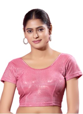 Pink Readymade Blouse In Shimmer Fabric