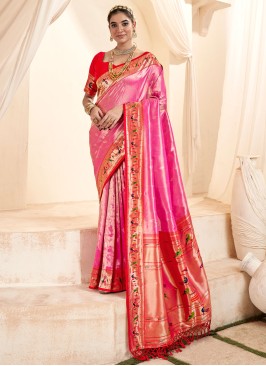 Pink Silk Designer Paithani Saree