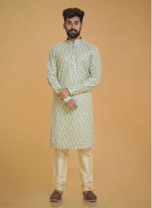 Pista Color Festive Wear Silk Kurta Pajama