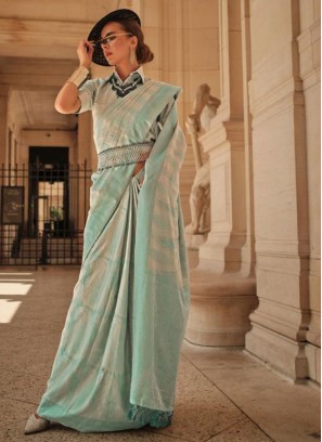 Pista Green Handloom Silk Saree