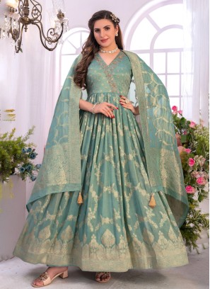 Pista Green Readymade Anarkali Dress