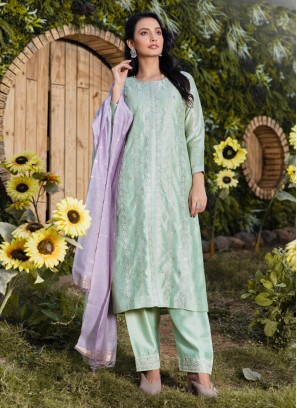 Pista Green Readymade Pant Style Suit