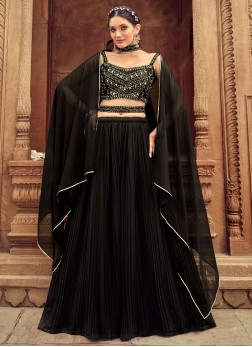 Designer Black Lehenga Choli In Georgette